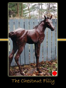 the chestnut filly steel sculpture by canadian sculptor hilary clark cole